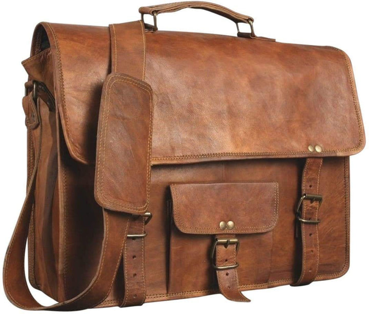 Honey Leather Exporters Umhängetasche Aktentasche aus Leder für Büro Laptop Tasche für Damen und Her