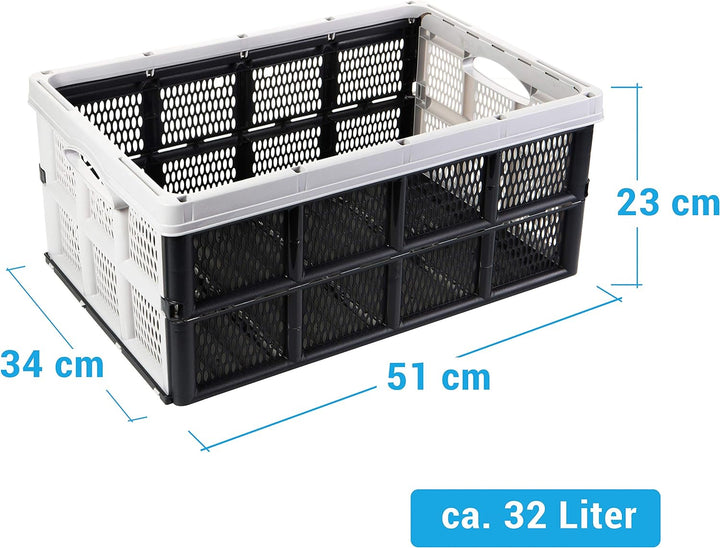 Klappbox Einkaufskorb Aufbewahrungsbox Transportbox faltbar 32 Liter 3 Stück, Farbe:Mehrfarbig sorti