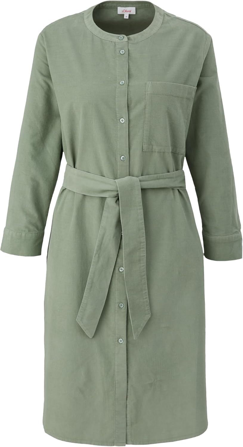 s.Oliver Damen Kordsamt Hemdkleid aus Cord 46 Grün, 46 Grün