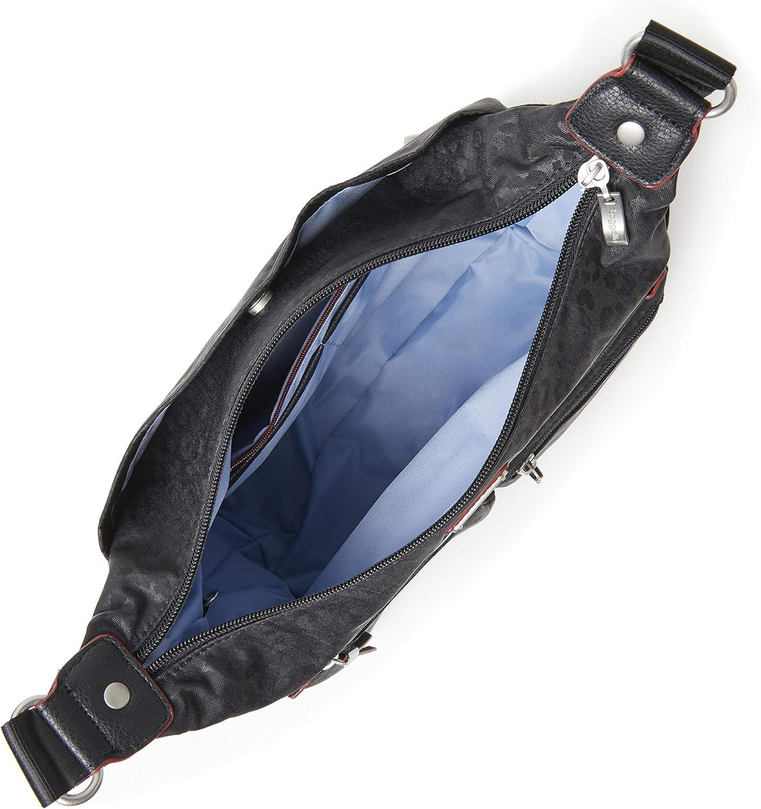 Baggallini Damen Anywhere Large Überall Hobo Einheitsgrösse Schwarz (Black Cheetah), Einheitsgrösse