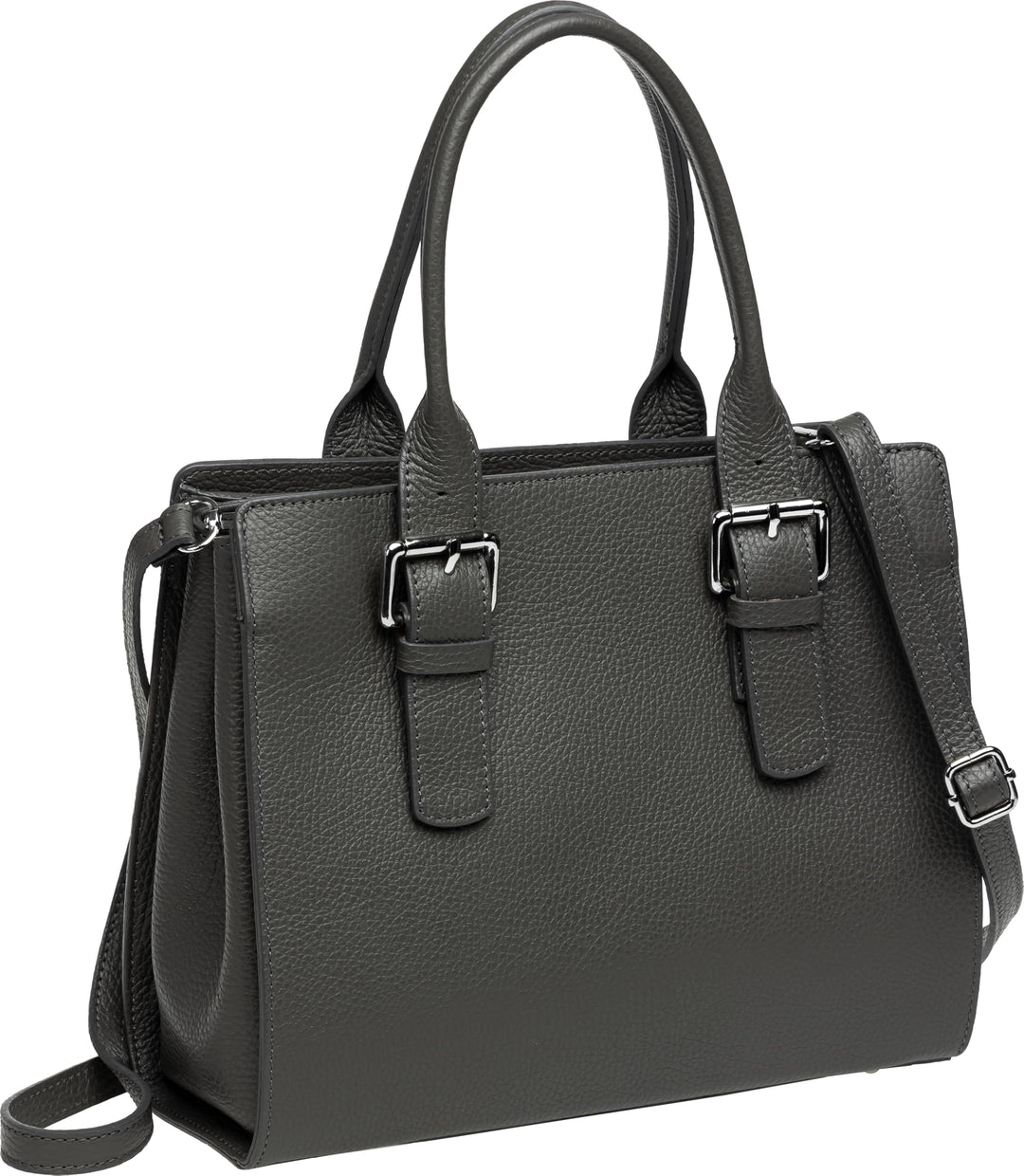 Caspar TL807 klassisch elegante Damen Leder Handtasche Einheitsgrösse Dunkelgrau, Einheitsgrösse Dun