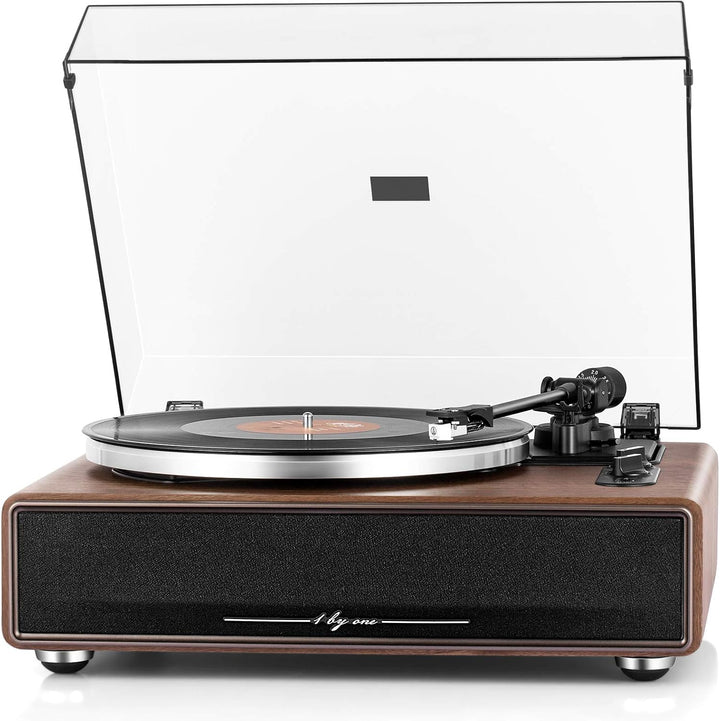 1 BY ONE Plattenspieler mit Integrierten Lautsprechern Bluetooth 33/45 U/min Riemenantrieb MM Vinyl
