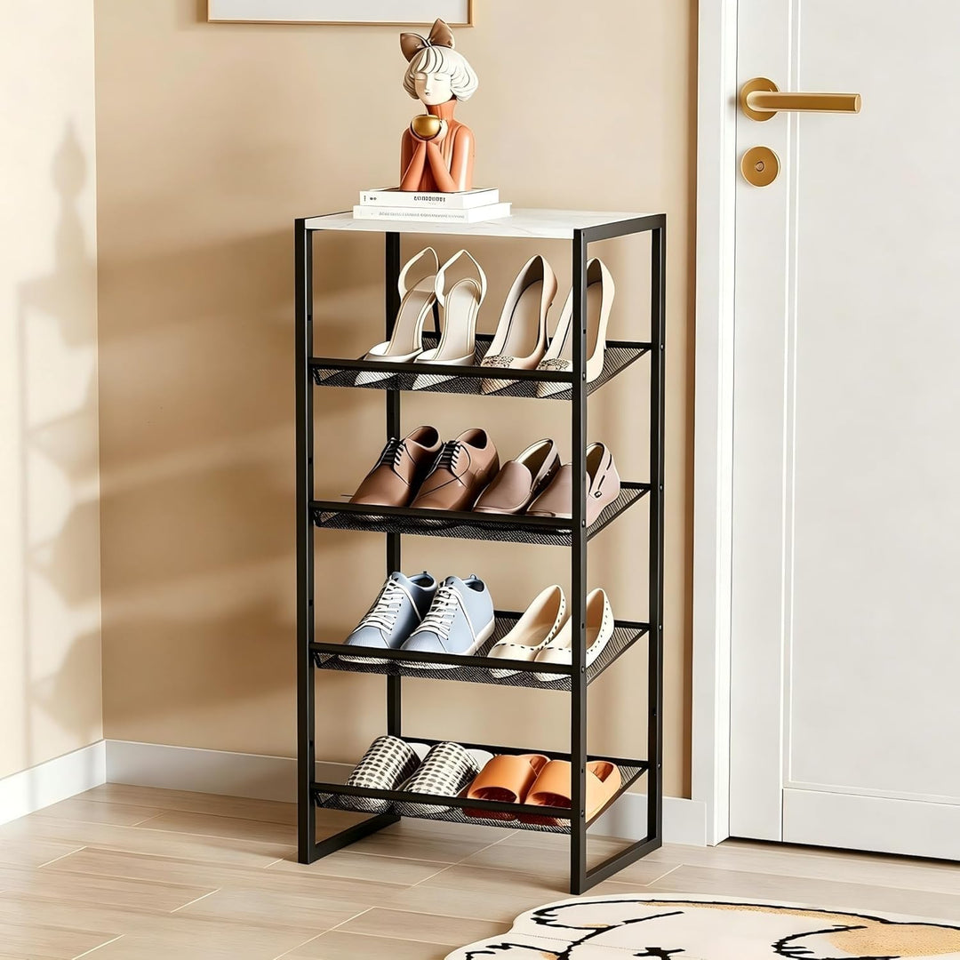 Huhote Schuhregal 5 Ebenen, Schuhständer Metall, Schuhregal Klein, Schuhablage, Schuhaufbewahrung, S