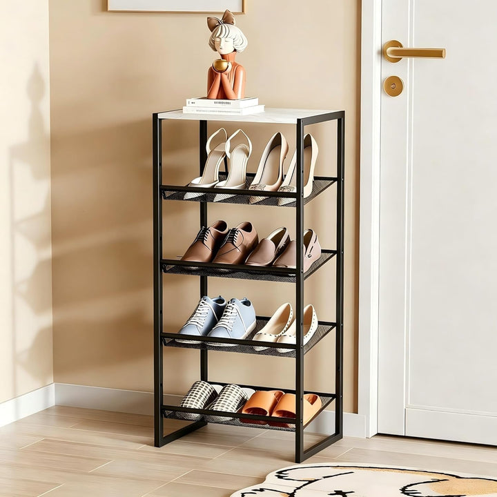 Huhote Schuhregal 5 Ebenen, Schuhständer Metall, Schuhregal Klein, Schuhablage, Schuhaufbewahrung, S