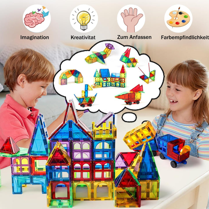 Magblock 120 Stück Magnetische Bausteine, Magnet Spielzeug Magnetspiele Kinderspielzeug Kinder für 3