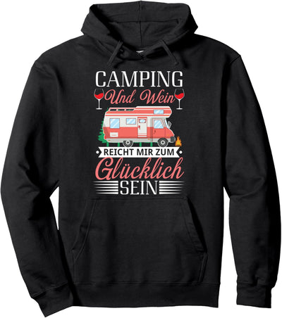 Lustiger Damen Camping und Wein Spruch Camper Reise Spruch Pullover Hoodie