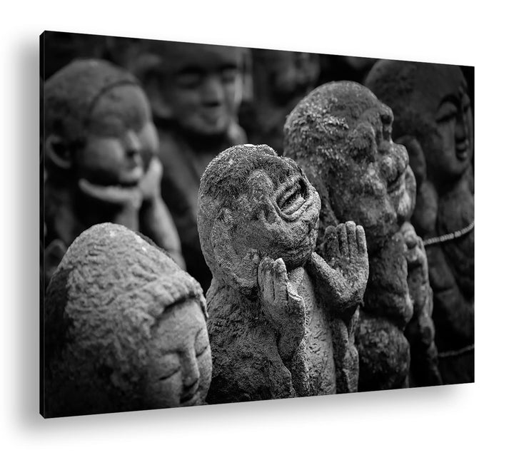 deyoli lustige, mit Moos bedeckte Buddha-Statue Effekt: Schwarz&Weiss,Format: 80x60 als Leinwandbild