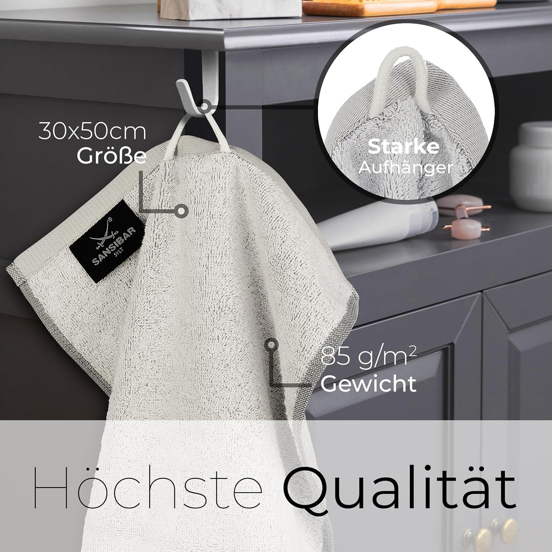 Sansibar Gästetuch Doubleface 4er 30x50 cm Handtuch Seiftuch Zweifarbig 100% Baumwolle Gestreifte Bo