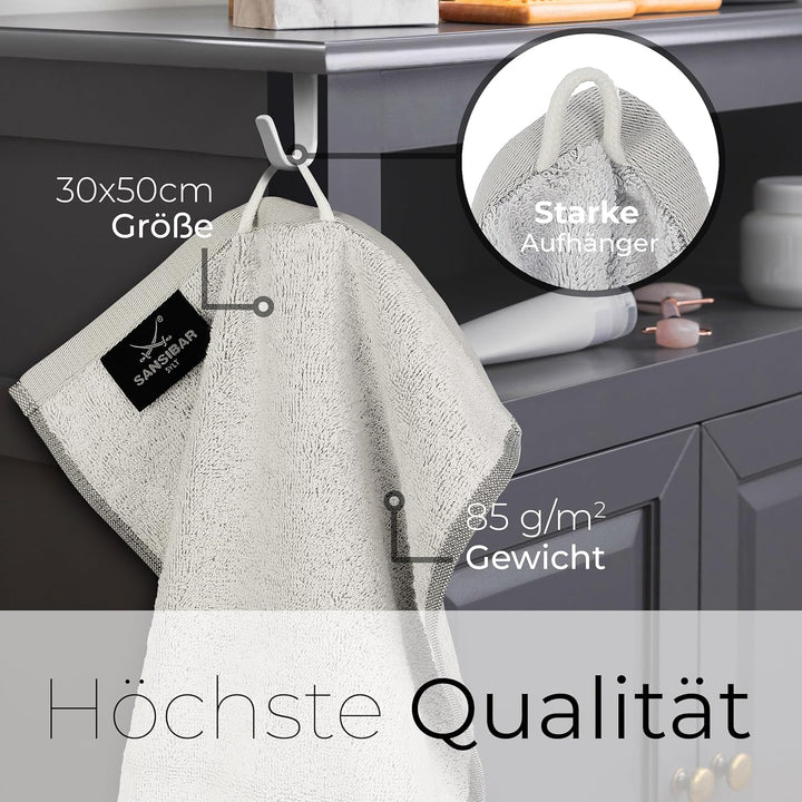 Sansibar Gästetuch Doubleface 4er 30x50 cm Handtuch Seiftuch Zweifarbig 100% Baumwolle Gestreifte Bo