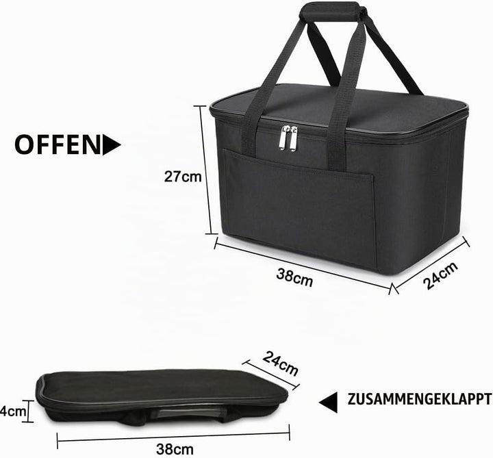 Pynhoklm 25L Kühltasche Einkaufskorb Faltbar Picknicktasche Gross Isoliert Lunchtasche Thermotasche