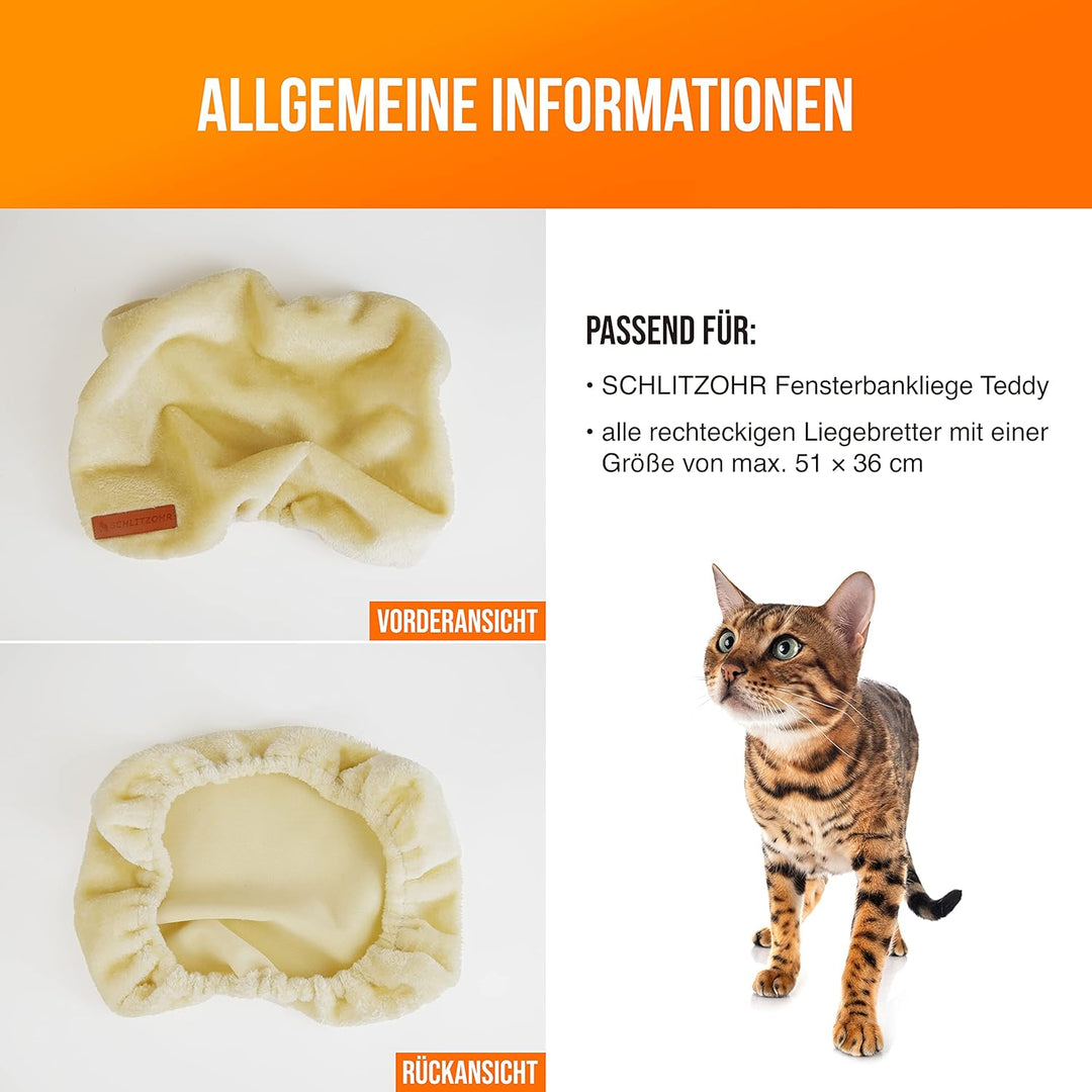 Ersatzbezug Fensterbankliege Teddy | 51 x 36 cm | passend für die meisten Fensterbretter (Beige), Be