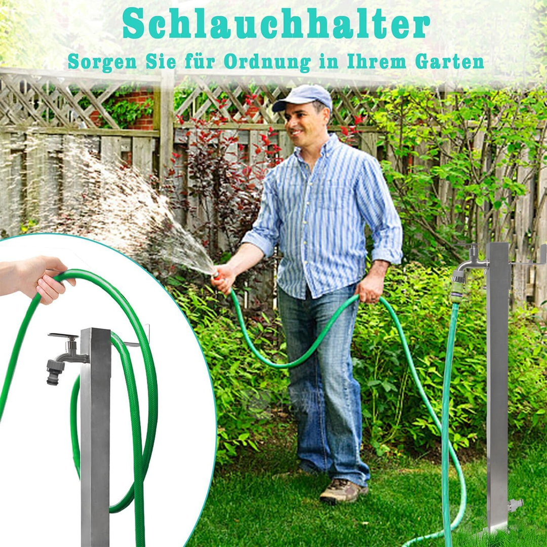 Elbe Wassersäule Garten Edelstahl 87 cm Quadratisch gartensäule frostsicherer aussenwasserhahn, Gart