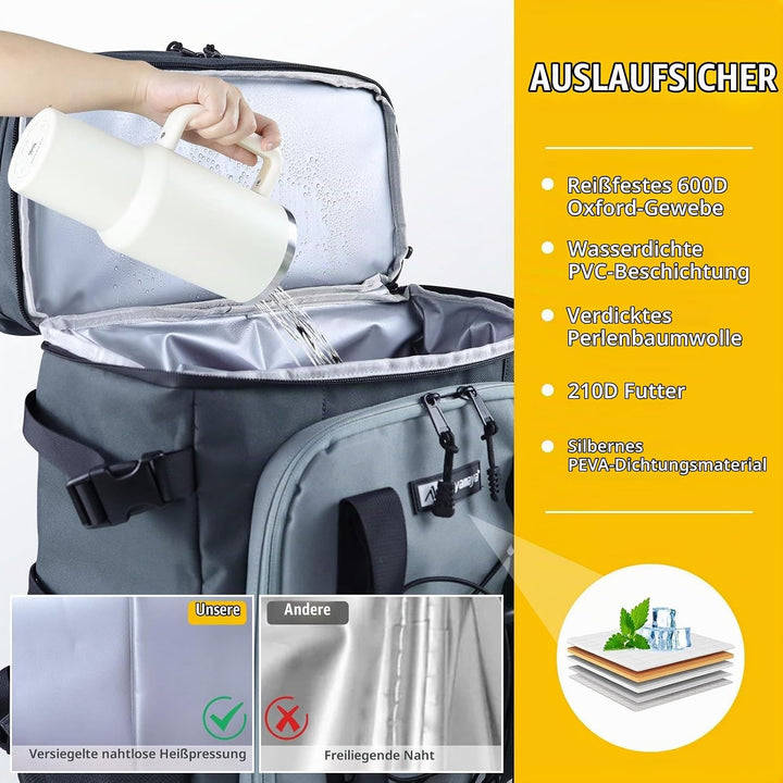 Kühlrucksack 30L Kühltasche Rucksack Gross Faltbar, 40 Dosen Kühl Thermo Rucksack Gross Isolierte Kü