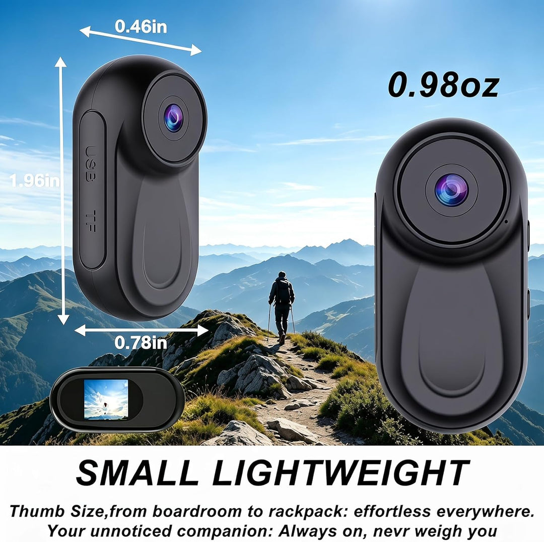 Mini Action Cam 1080P,Action Camera,Tragbare Kamera mit 360° Drehbarem Clip und Magnetclip,Mini K-Am