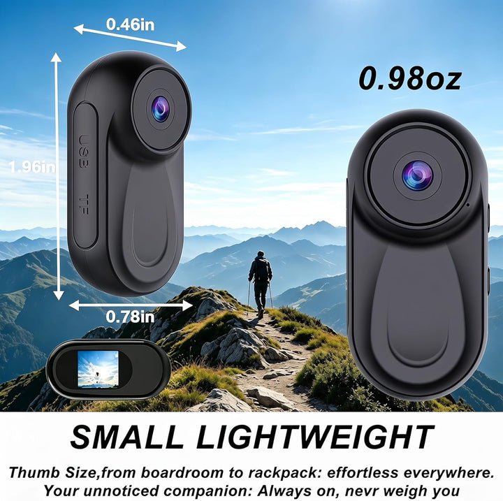 Mini Action Cam 1080P,Action Camera,Tragbare Kamera mit 360° Drehbarem Clip und Magnetclip,Mini K-Am