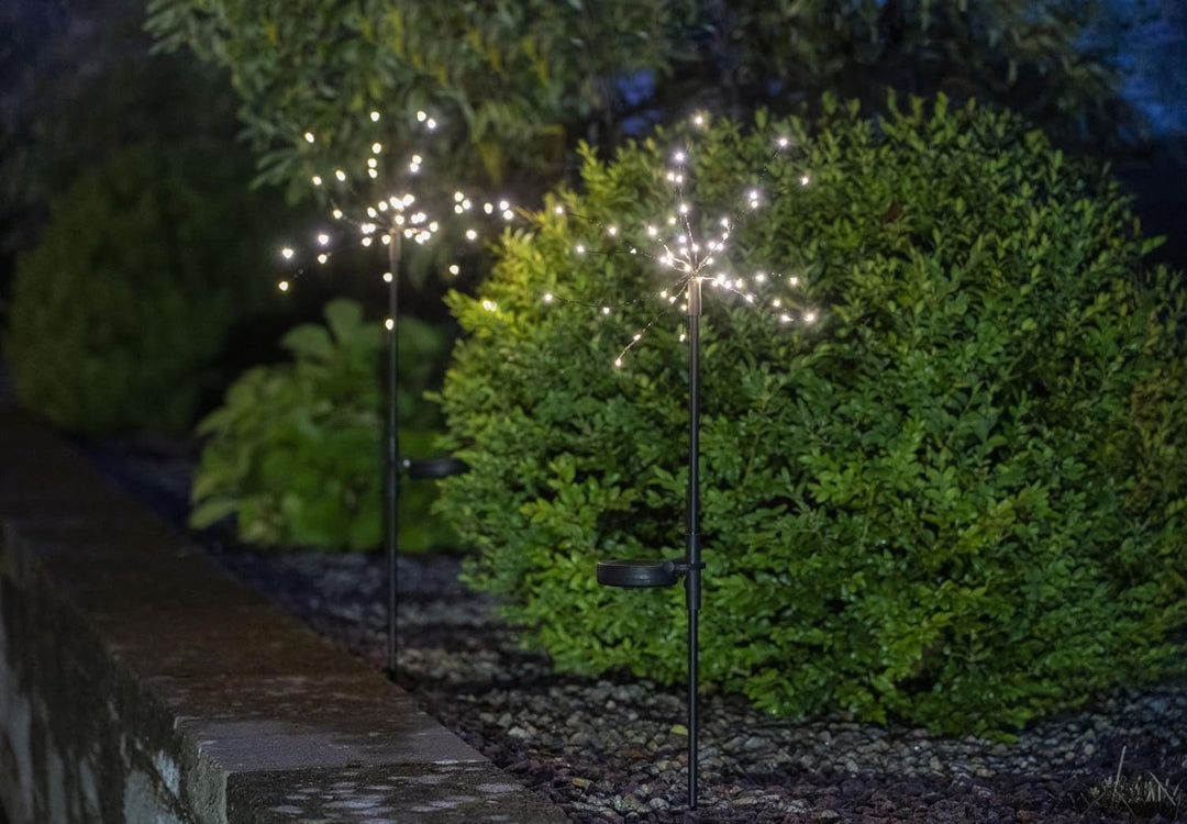 Star Trading 481-91 LED-Solar-Dekoration "Firework", 2er Pack schwarz, je 45 warmwhite LED, ca. 25x6