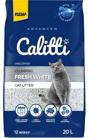 Calitti Fresh White Bentonitkies für Katzentoilette 20L