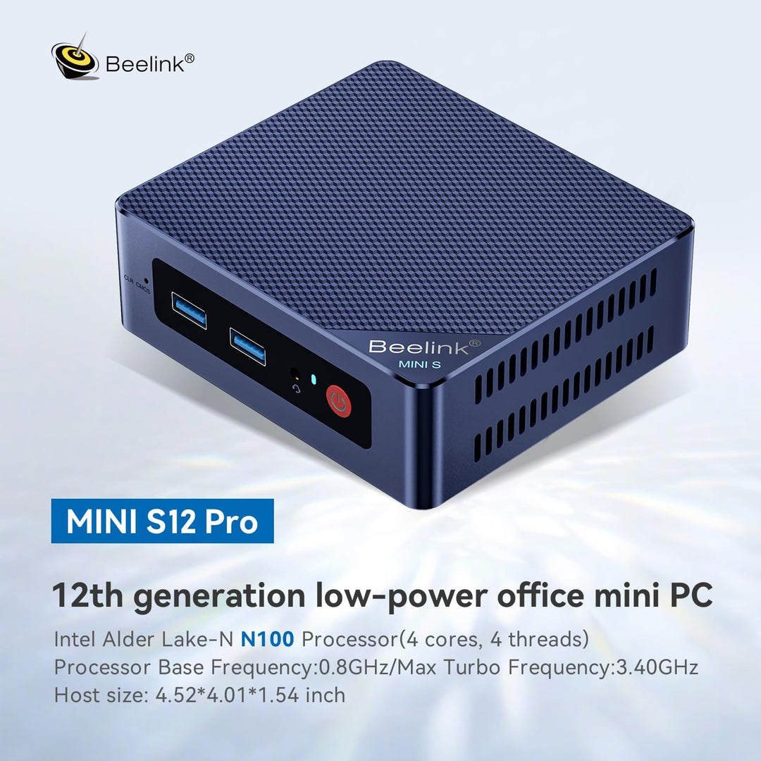 Beelink MINI S12 Pro Mini PC, 12th Gen Intel Alder Lake-N100 Prozessor (bis zu 3,4GHz) Mini Computer