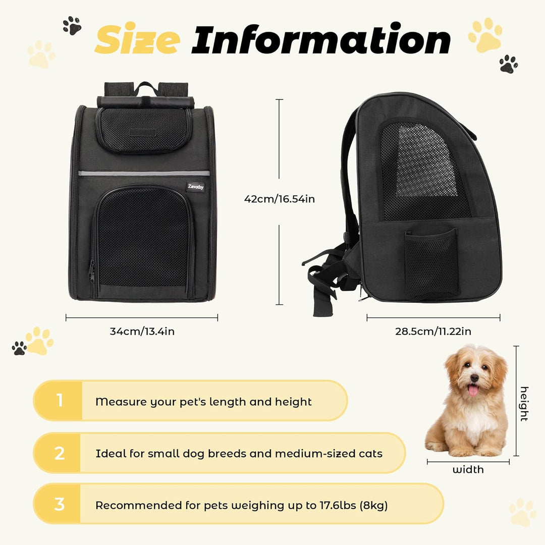 Zavothy Haustier Rucksack für Katzen und Hunde, Tragbar und Faltbar, mit Netzfenster und Gepolsterte