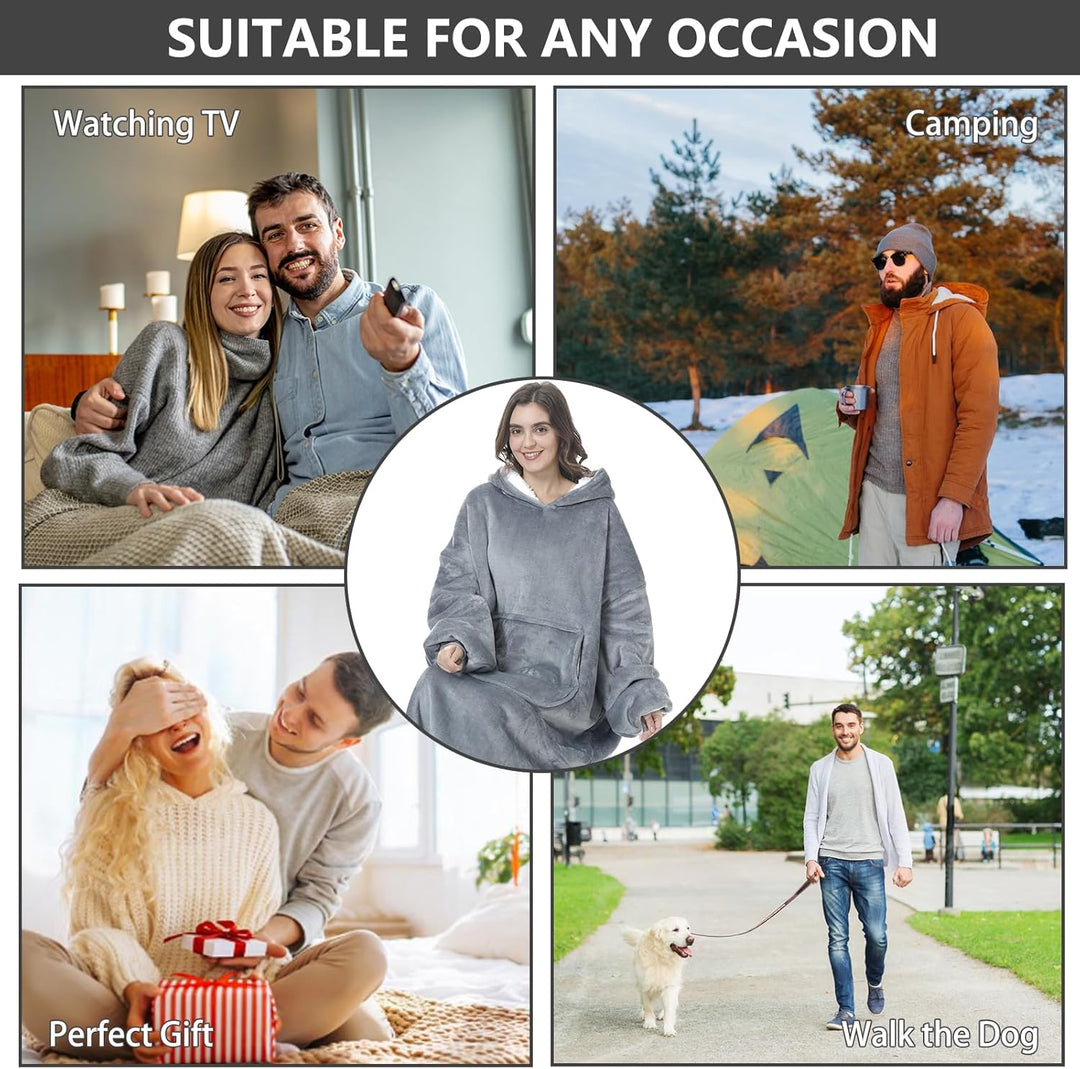 Mokani Kuscheldecke mit Ärmeln und Kapuze Hoodie Decke, Decken Hoodie Decke mit Ärmeln, Übergrösse F