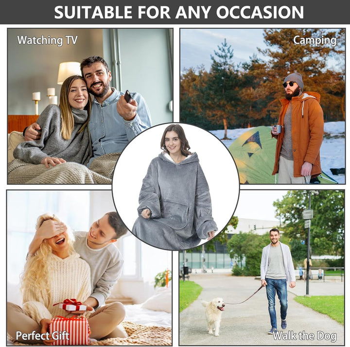 Mokani Kuscheldecke mit Ärmeln und Kapuze Hoodie Decke, Decken Hoodie Decke mit Ärmeln, Übergrösse F