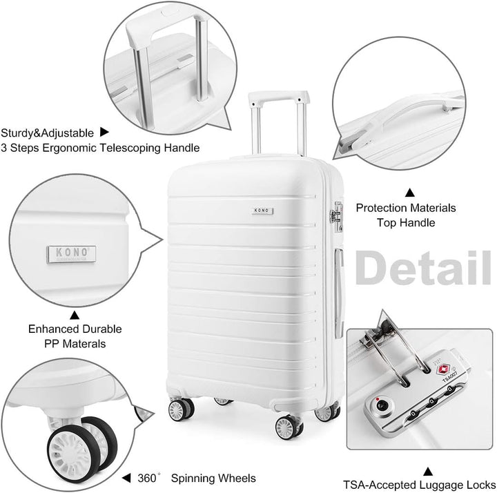 KONO Carry-ons Luggage Kleiner Koffer Handgepäck 55x40x20 Leicht Kabinentrolley Handgepäckkoffer Har