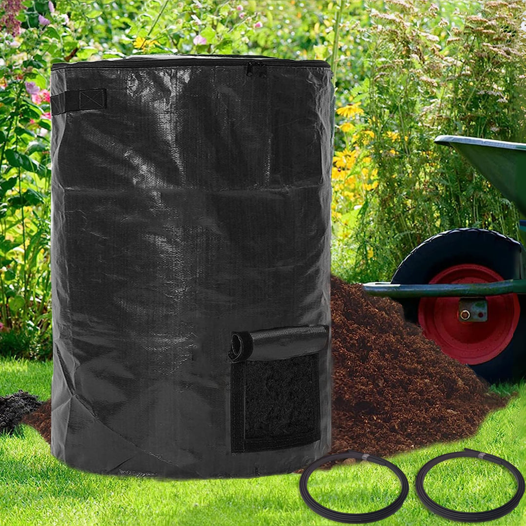 Komposteimerbeutel mit grossem Fassungsvermögen, 300 l, für Garten, Hof, Abfalleimer (schwarz, 1 Stü