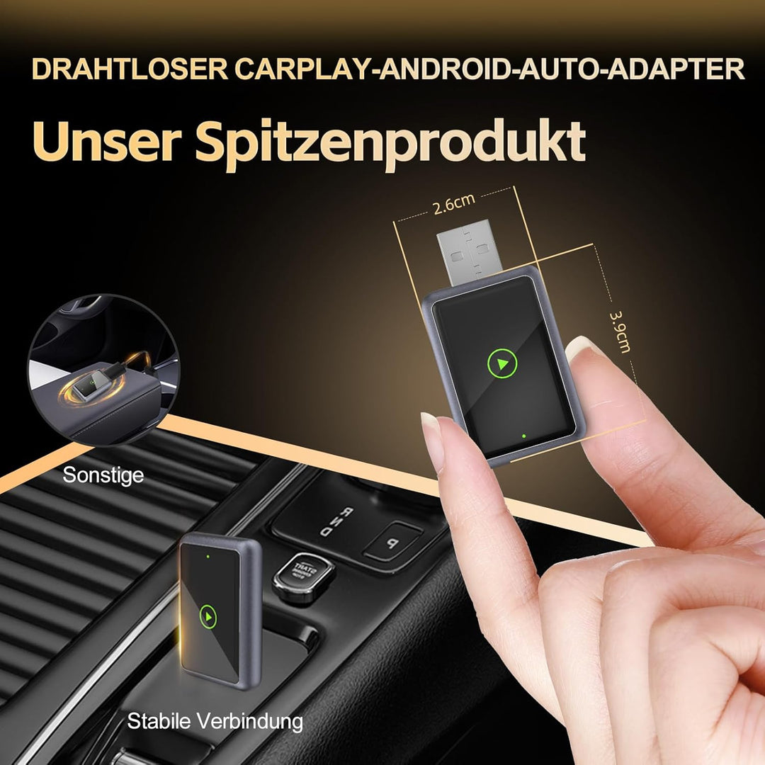 Wireless Carplay Adapter für iPhone, Konvertieren Sie Wired Carplay zu Wireless, 2 in 1 Plug and Pla