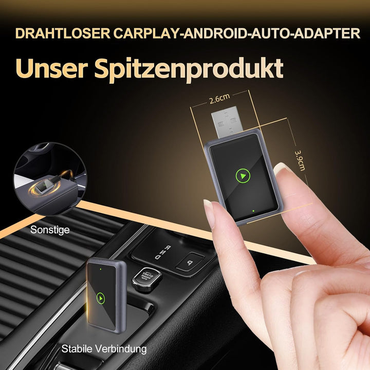 Wireless Carplay Adapter für iPhone, Konvertieren Sie Wired Carplay zu Wireless, 2 in 1 Plug and Pla