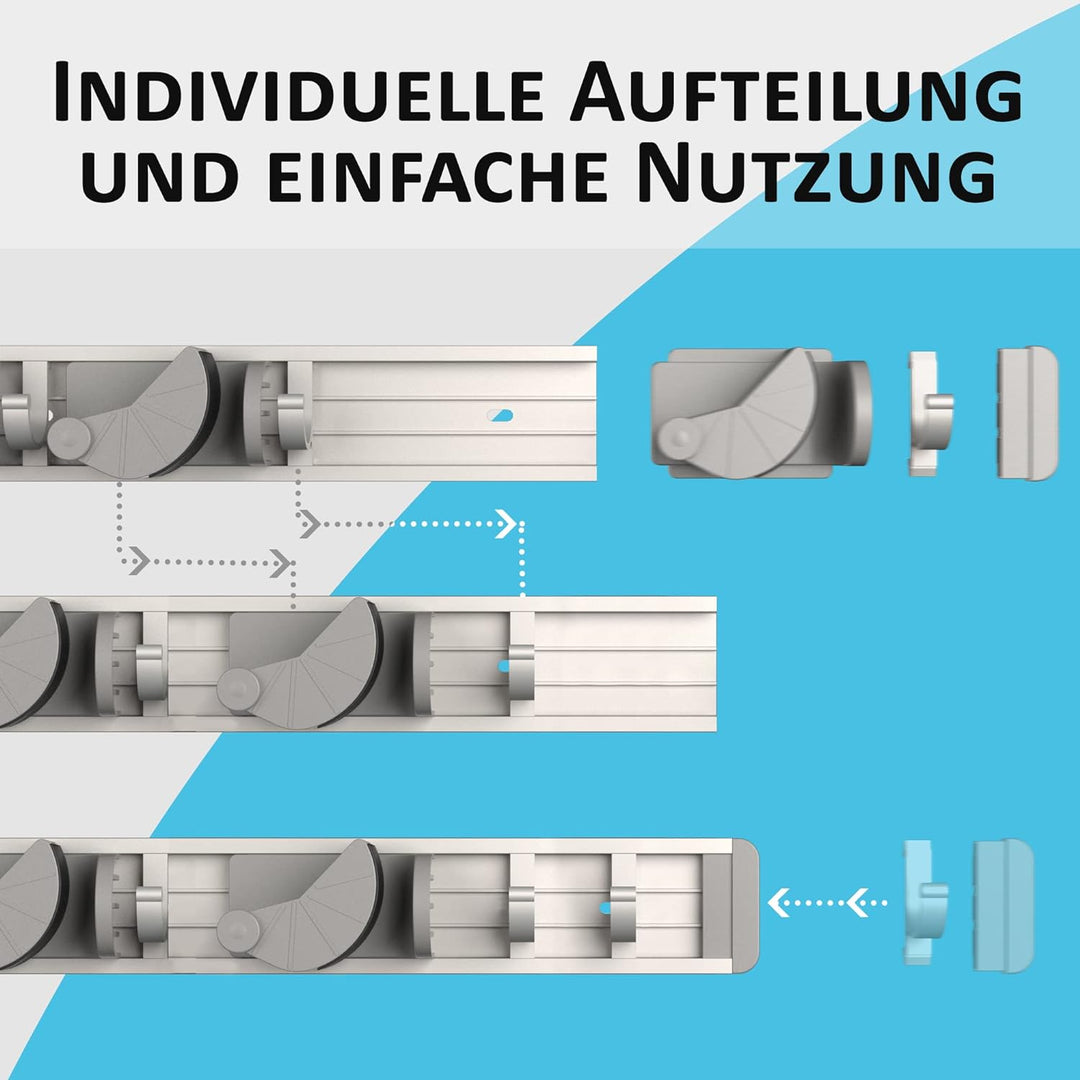 Platzsparender Gerätehalter [2er Set] - Aluminium-Profil mit 4 individuell positionierbaren Halterun
