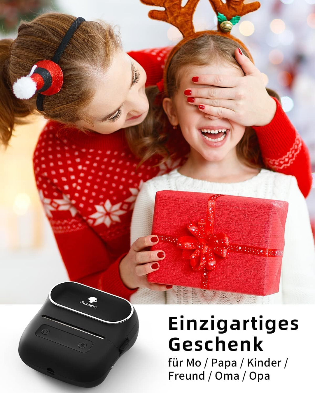 Phomemo M220 Etikettendrucker Beschriftungsgerät, Thermo Bluetooth Tragbarer Etikettenhersteller, Ak