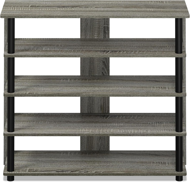Furinno Schuhregal mit 5 Ablageflächen, holz, Französisches Eichengrau, 29.97 x 29.97 x 74.8 cm 5-Ti