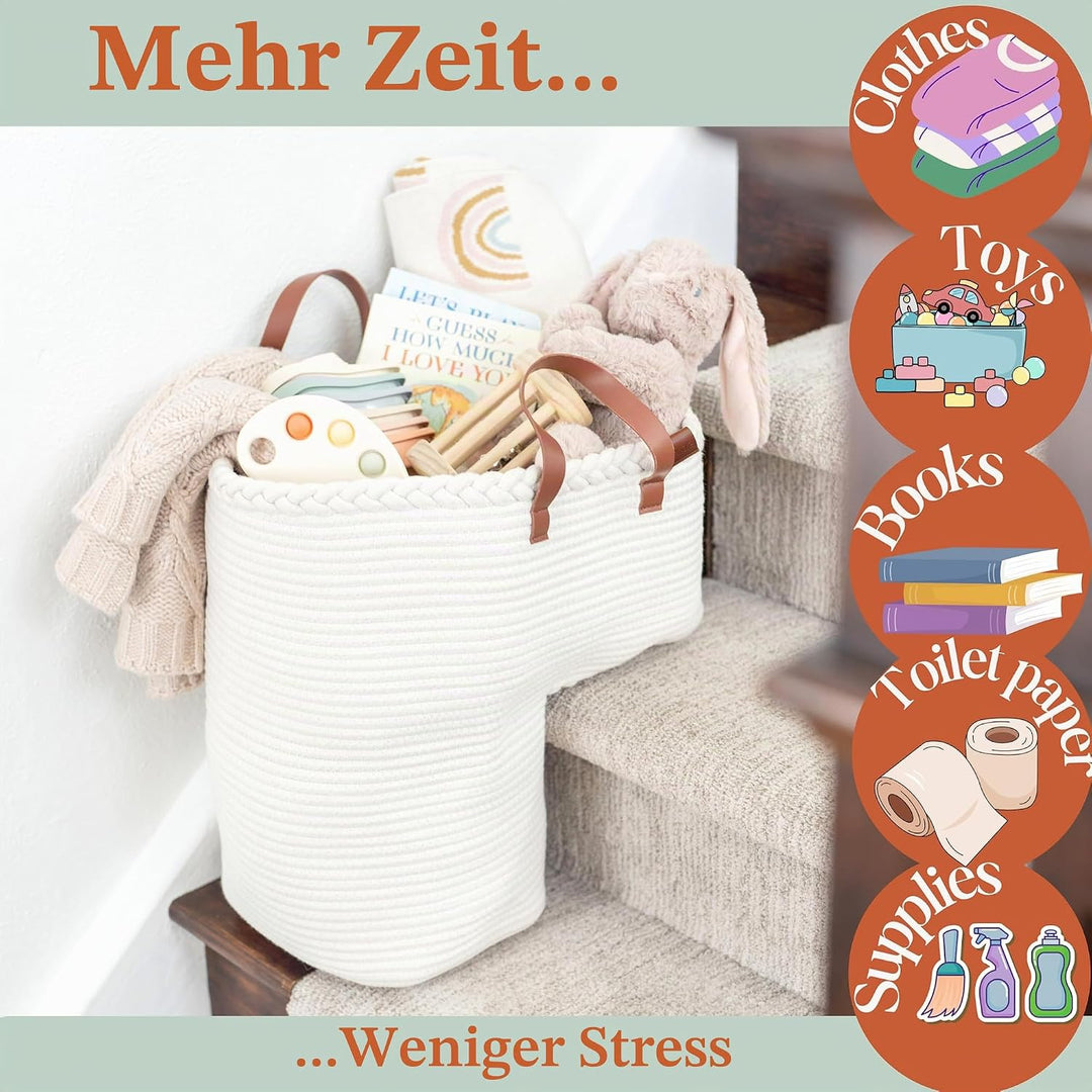 Treppenkorb für Teppich- und Holztreppen – Geschenk zum ersten Muttertag, Baumwollseil-Treppe mit Gr