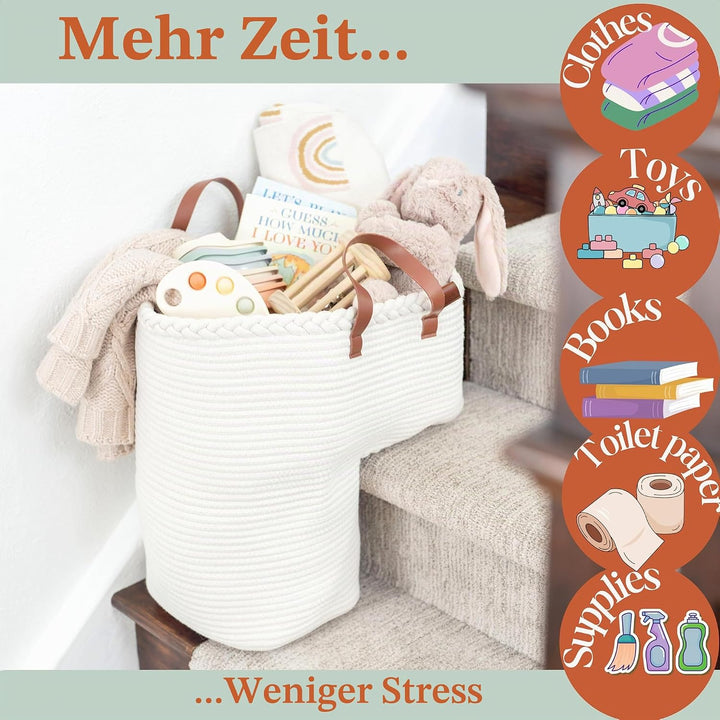 Treppenkorb für Teppich- und Holztreppen – Geschenk zum ersten Muttertag, Baumwollseil-Treppe mit Gr
