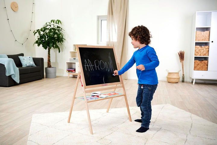 Eichhorn - Standtafel, Kindertafel mit 10 Kreiden, 1 Stift und Schwamm, zweiseitig beschreibbar, mit