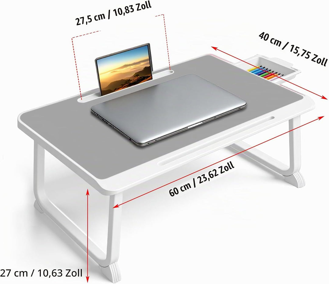 Laptop Bed Desk - Schossschreibtisch für Frühstück im Bett, Arbeitszimmer, Büroarbeit, Gaming, Schre
