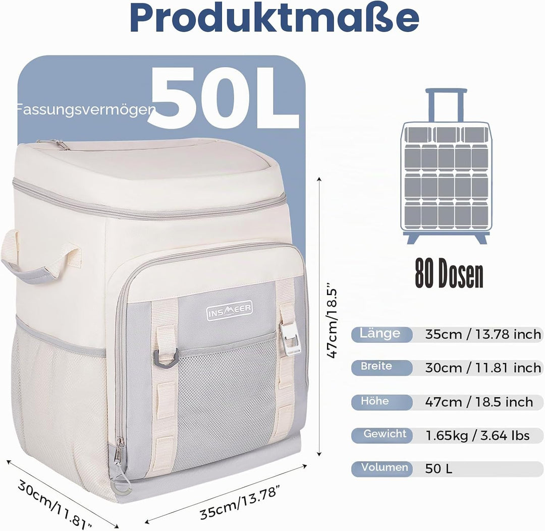 Kühltasche mit Rollen, 50L/ 75 Cans Kühltasche Gross Faltbar und Wasserdicht Kühler, Isoliertasche T