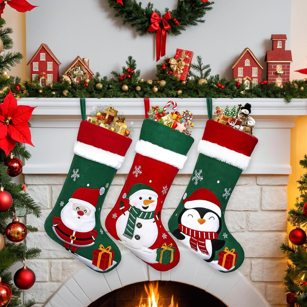 Nikolausstrumpf 3 er Set Nikolausstiefel zum Befüllen Grosse Weihnachtsstrumpf Weihnachtssocken Kami