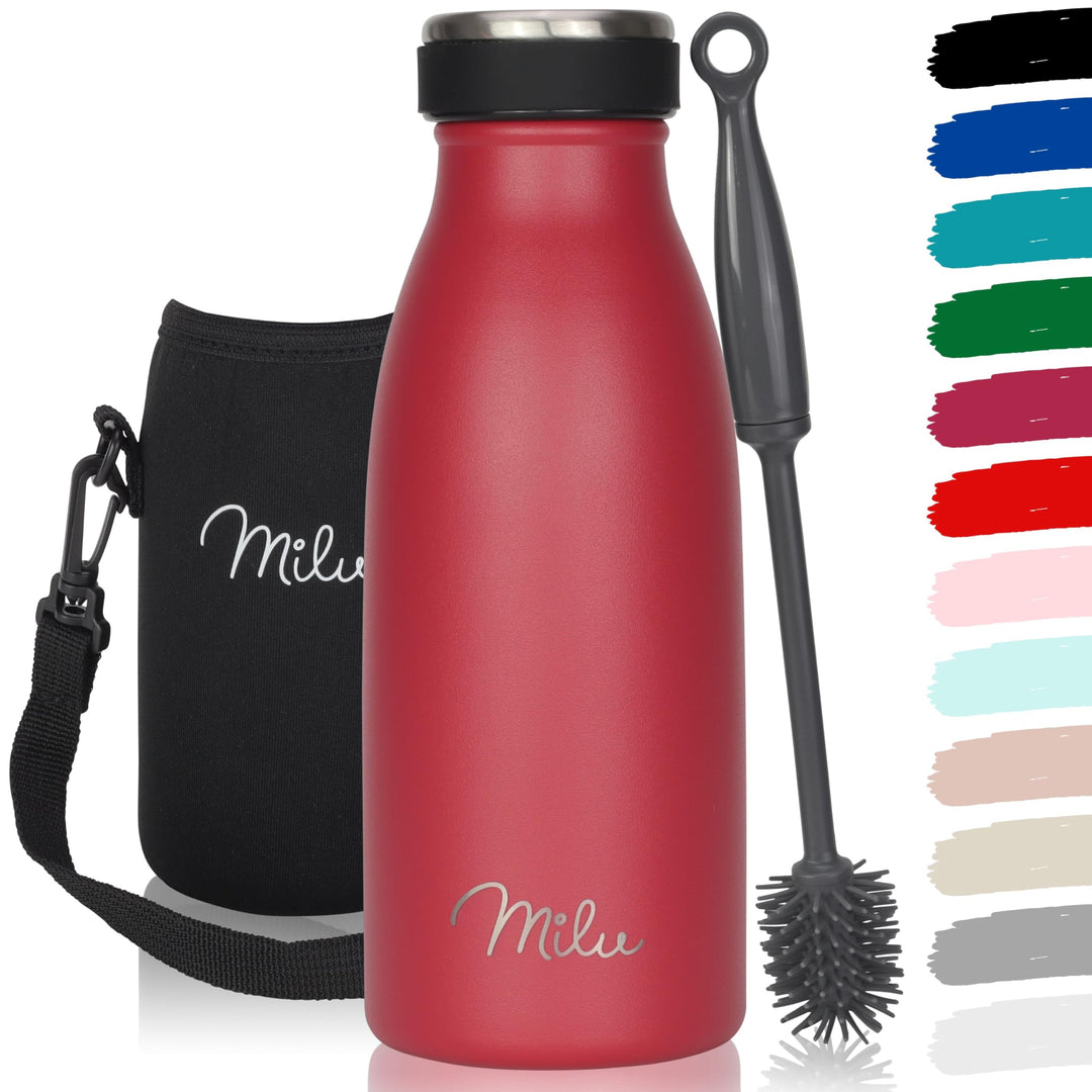 Milu Edelstahl Trinkflasche 350ml, 500ml, 750ml, 1L, 1,5L – Thermosflasche für Kinder Erwachsene aus