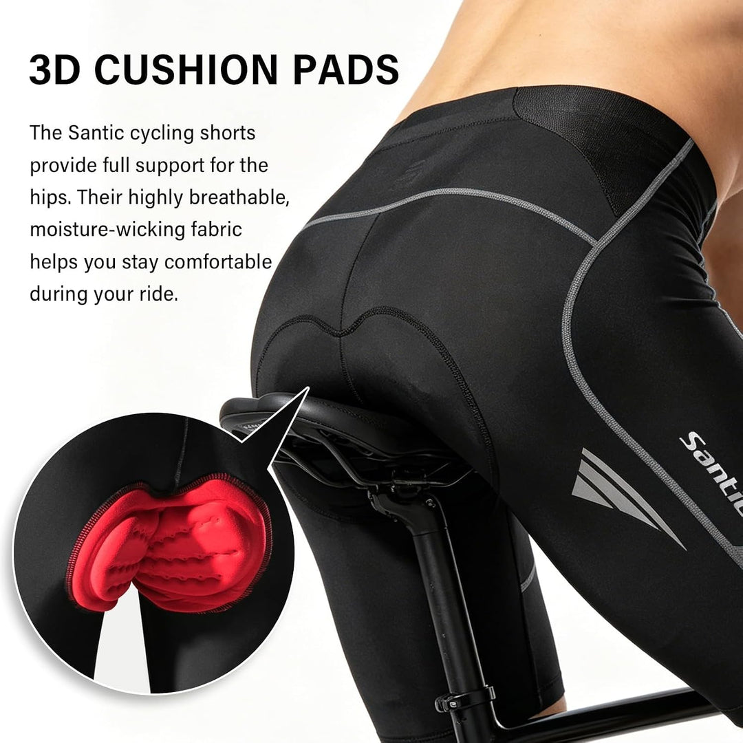 Santic Radlerhose Herren Kurz mit Sitzpolster Radhose Herren Kurz Fahrradhose Herren Gepolstert Rads