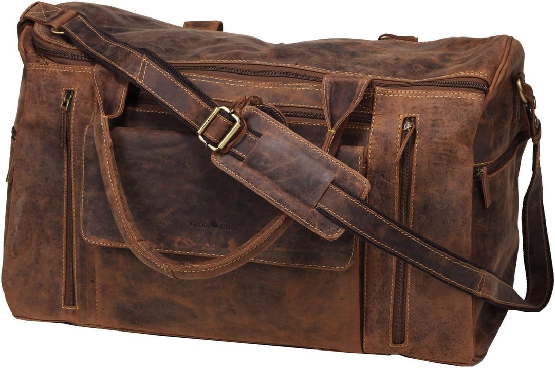 GreenBurry Reisetasche Large 53 x 36 x 26 cm Rind-Leder Sport-Tasche Weekender 1736
