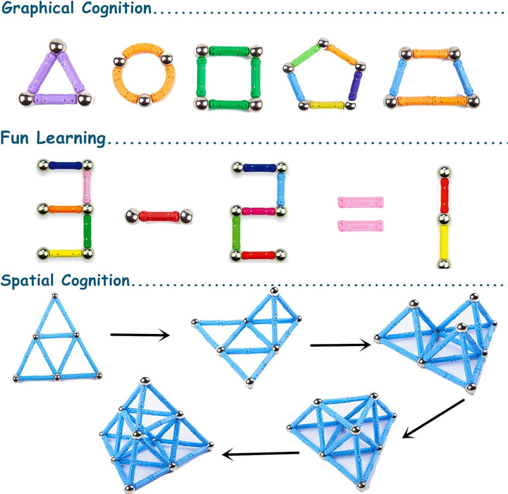 morkka 136 Stücke Puzzle Magnetische Bausteine Spielzeug Magnet BAU Bauen Kit Montessori Bildung Spi