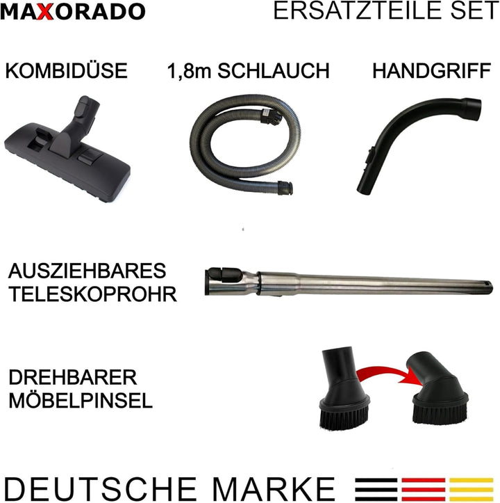 Bodendüse + Rohr + Griff + Schlauch kompatibel mit Miele S8340 S8320 S8310 S8350 S8360 S8370 S8380 S