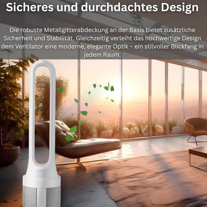 Echos® Turmventilator leise mit Fernbedienung – Energiesparender Standventilator/Säulenventilator mi