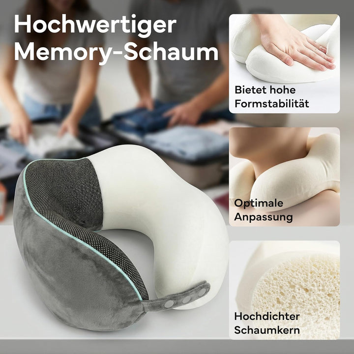 NEOLYMP Nackenkissen Flugzeug mit Kinnstütze verhindert Vorfallen des Kopfes – Memory Foam Reisekiss