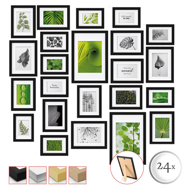 bomoe 24er Bilderrahmen Set Nature – 10x 10x15 cm, 8x 13x18 cm, 4x 15x20 cm, 2x 20x30 cm Fotorahmen