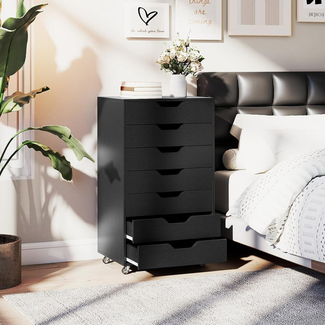 COSTWAY Rollcontainer mit 7 Schubladen, mobiler Aktenschrank mit Rädern, Bürocontainer Schubladensch