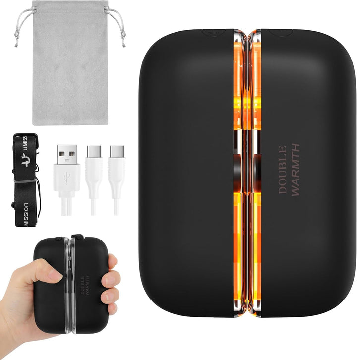 URAQT Handwärmer Elektrisch, 2er Set Magnetische Handwärmer Wiederaufladbar, Wiederverwendbar Tragba