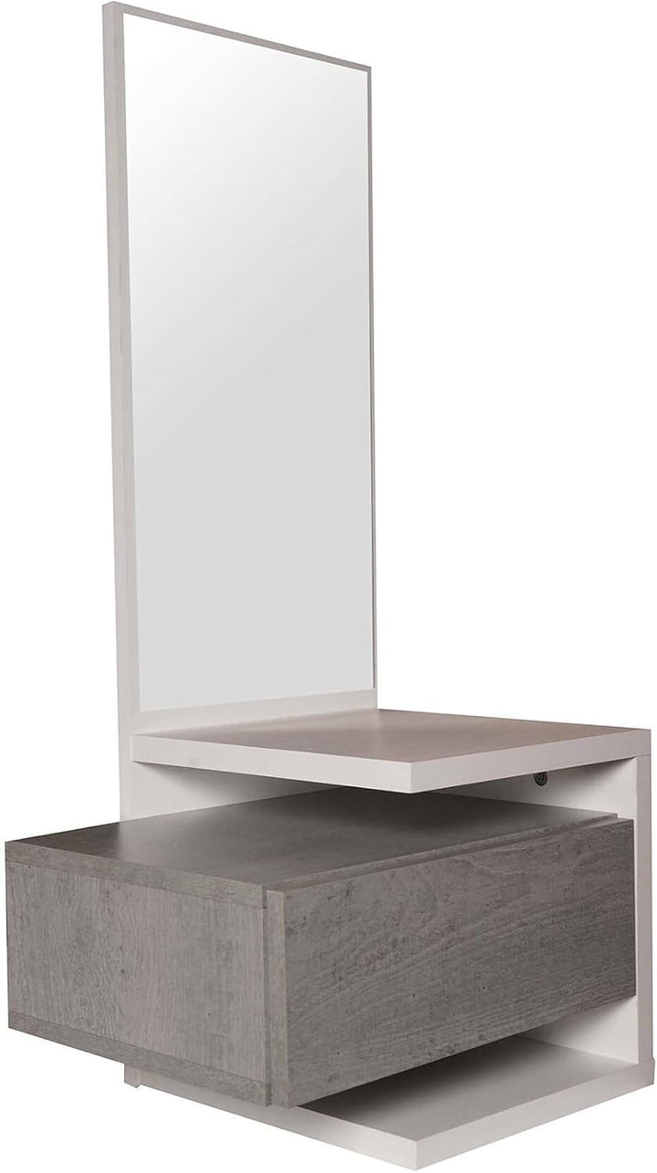 Dmora - Eingangsmöbel mit Spiegel, Flureingang mit Schublade und Regal, Taschenleerer für kleine Woh