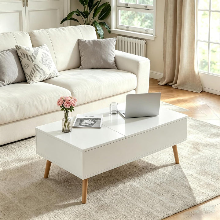 JanflyHome Couchtisch, Höhenverstellbarer Couchtisch, Couchtisch Höhenverstellbarer mit Schiebeplatt